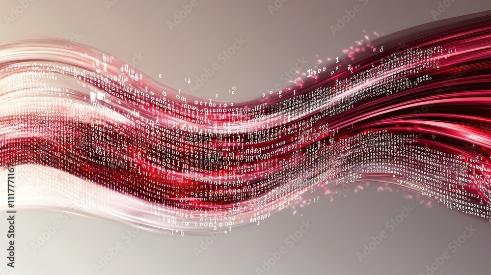 Fototapete Dynamic Flowing Stream of Illuminated Binary Code in Vibrant Colors