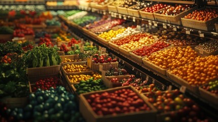 Obraz premium Vibrant Produce Market: A Kaleidoscope of Colors and Flavors