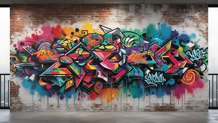 Fototapeta premium graffiti Wall Background, Street Graffiti Wallpaper, Graffiti Pattern, Street Graffiti, Graffiti Paint on Street Wall,