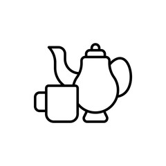 Afternoon tea outline icons, minimalist vector illustration ,simple transparent graphic element .Isolated on white background