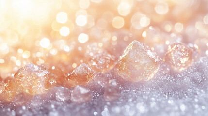 Background with sea salt. White crystals with reflections of light. Abstract background with bokeh effect. AI generative

