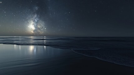 a quiet beach on a clear night