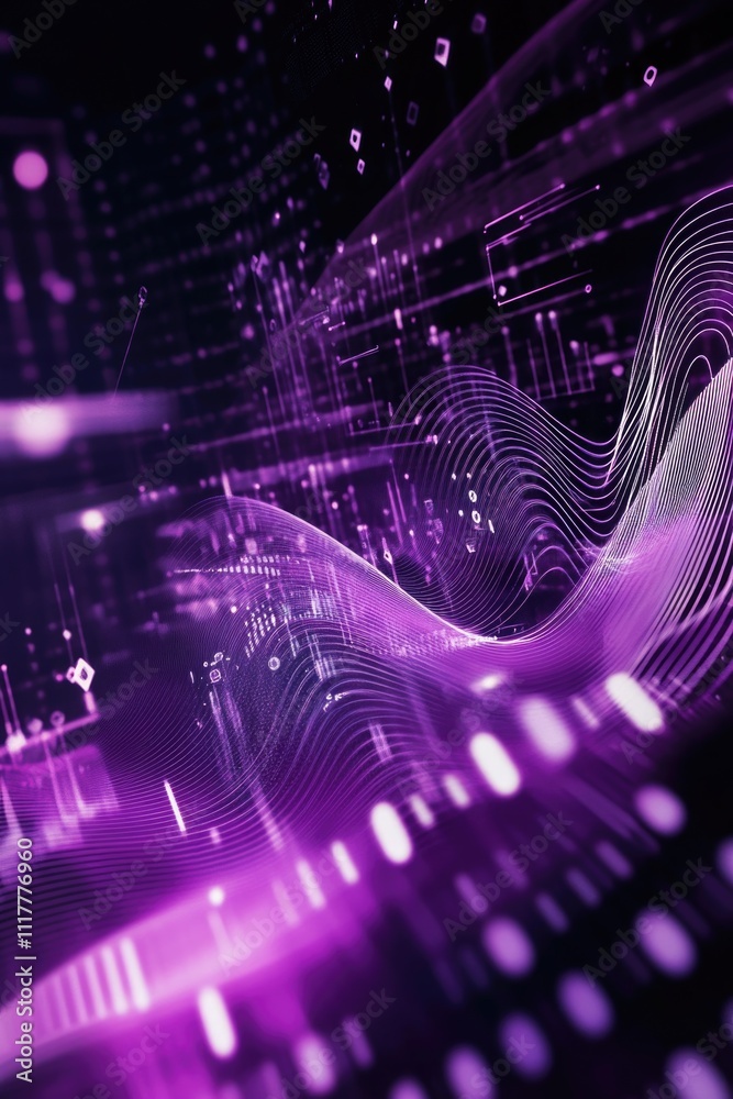 Poster Purple abstract design with lines and dots