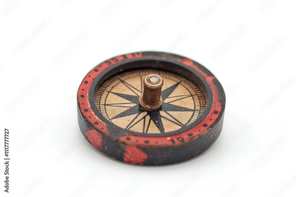 Poster A detailed view of a compass sitting on a plain white surface, ideal for use in design projects or as a symbol