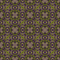 Floral arabesque colorful vector seamless pattern. Ornamental decorative background. Repeat backdrop in violet black green colors. Endless ornate texture.