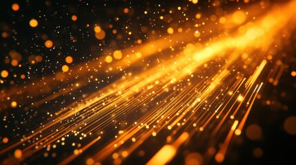 Obraz premium Abstract golden light streaks and bokeh effect background.