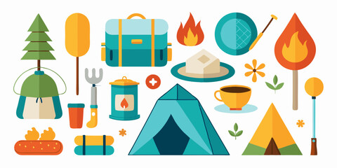 set of camping elements