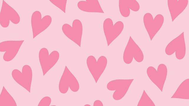 Pop up pink hearts. Cute cartoon backdrop animation.