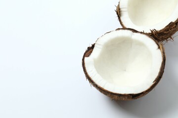 Coconut on white background, top view