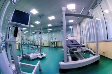 Fototapeta premium Medical supplies and monitoring devices in a hospital setting