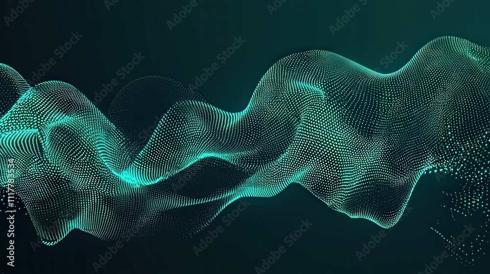 Poster dynamic stream of flowing binary code illuminated by vibrant light patterns in abstract design