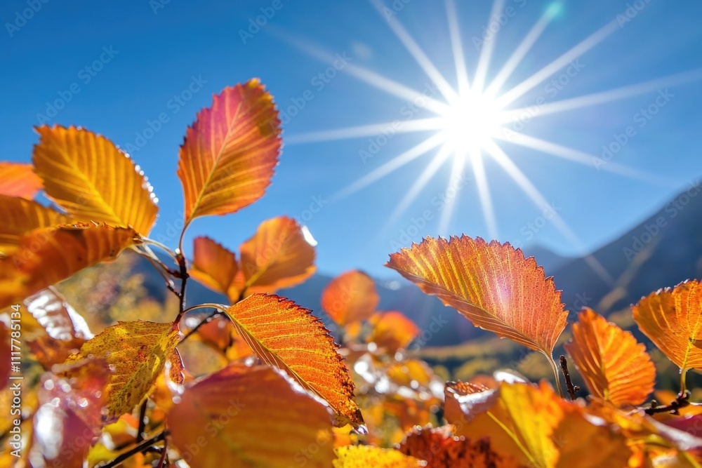 Poster a sunny day with sunlight filtering through the leaves of a tree