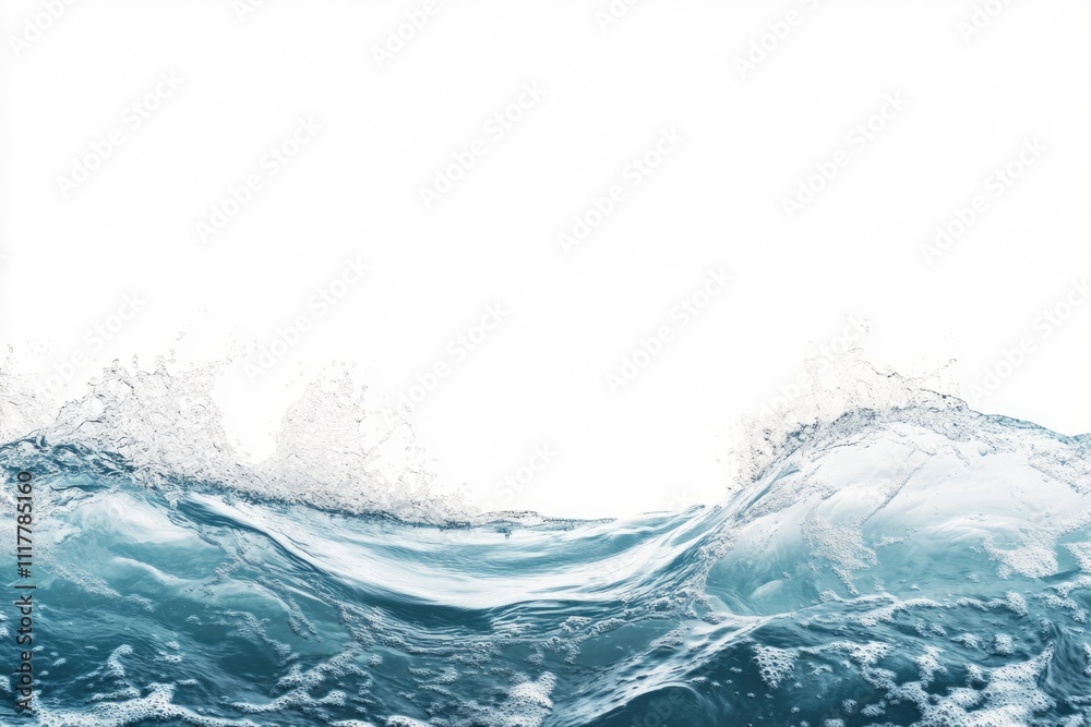 Poster A powerful wave crashes onto a clean white surface, creating a striking visual effect