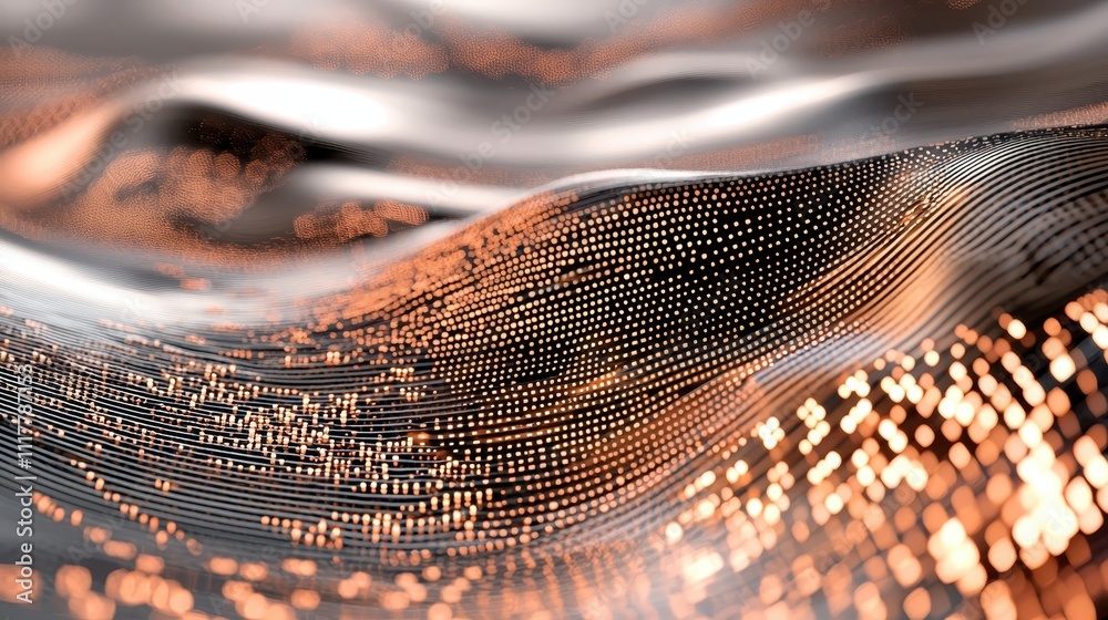 Poster abstract digital river of glowing binary sequences flowing with illuminated patterns