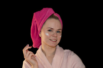 Smiling Girl Applying Face Cream – Daily Skincare and Beauty Ritual