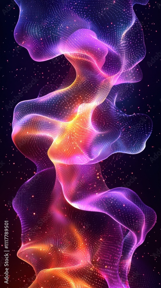 Poster colorful abstract swirling patterns create a captivating visual experience in a cosmic setting