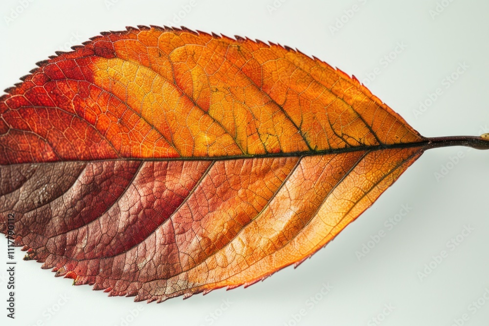 Poster a close-up view of a single leaf on a white surface