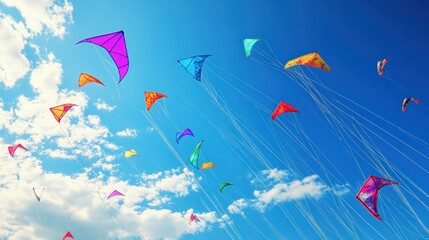 Fototapeta premium Colorful Kites Dancing in the Sky