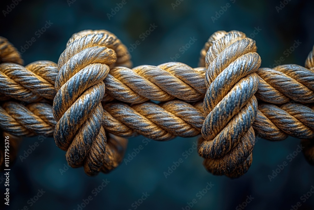 Poster close-up view of a rope with a knot, useful for various graphic and design purposes