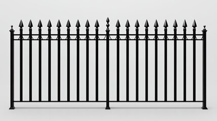 Decorative Black Iron Fence with Sharp Points and Spiked Top Design