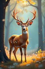 fabulous deer in the summer forest