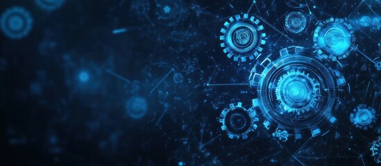Obraz premium Abstract Blue Gears and Network Connections