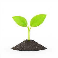 small sapling with vibrant green leaves emerges from dark soil, symbolizing growth and renewal. This captures essence of nature resilience and beauty