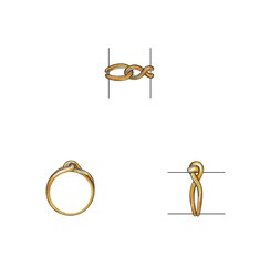 Jewelry design modern art gold ring hand drawing.