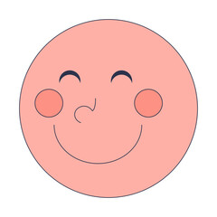 A simple, smiling face with rosy cheeks, conveying shyness and warmth.