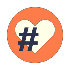 A heart with a hashtag symbolizes social media love and connection.