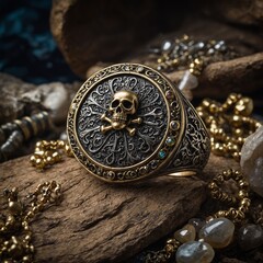 Write about a pirate’s treasure ring with hidden jewels.