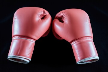 A pair of pink boxing gloves on a black background