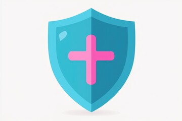 Obraz premium A blue shield with a pink cross emblem, suitable for use in contexts where protection and faith are relevant