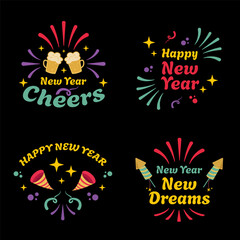 set of Happy new year celebration illustration