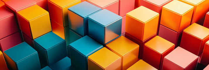 Obraz premium Colorful Three-Dimensional Cubes Arrangement