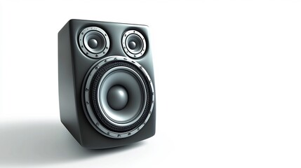 Fototapeta premium Black speaker with twin drivers and subwoofer