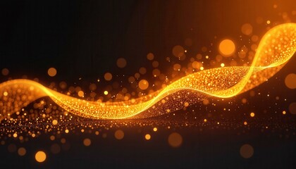 Abstract Golden Glittering Wave Sparkles Luxury Background. Elegant Festive Design for New Year Christmas Holidays Celebrations.