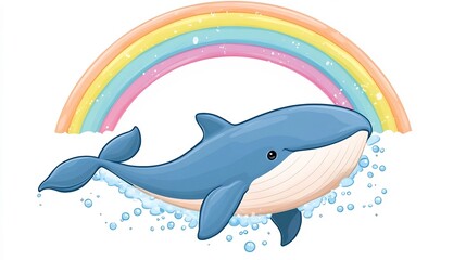 Obraz premium Playful Dolphin Jumping Through Vibrant Rainbow in Tropical Ocean
