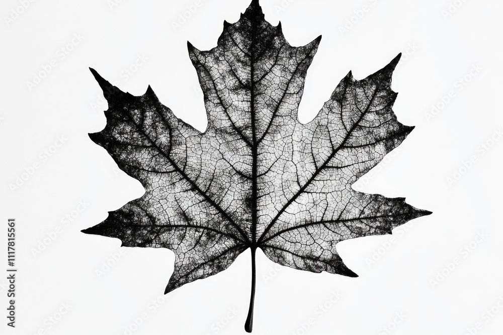 Poster a simple yet elegant image of a single leaf in black and white