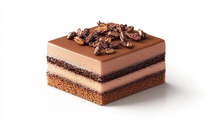 Decadent Layered Chocolate Mousse Cake with Crunchy Nuts Garnish   Gourmet Dessert Delicacy