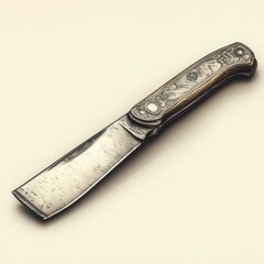 A beautifully crafted knife with a wooden handle, designed for cutting and culinary use.