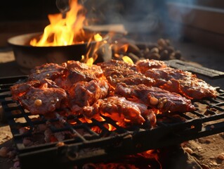 Traditional bedouin meat cooking event in the desert open fire preparation nomadic culture dramatic viewpoint for authentic culinary experience