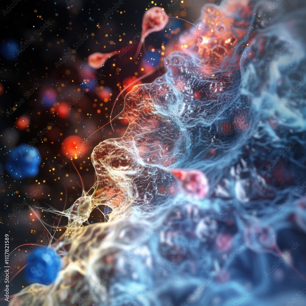Poster visualizing stem cell dynamics in regenerative medicine a microscopic exploration of cellular enviro