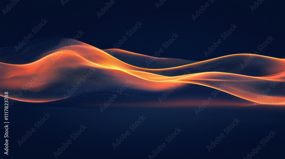 Poster flowing streams of light infused with binary patterns creating a digital wave effect