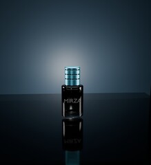 perfume bottle on black