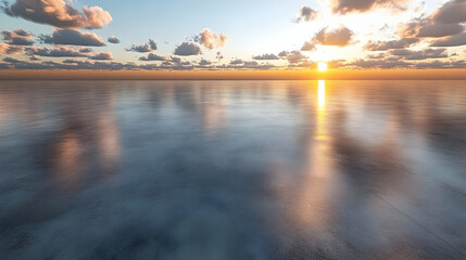 Fototapeta premium Peaceful Sunset Reflection on Calm Water 3D Illustration