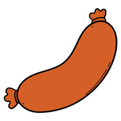Hand drawn cartoon sausage on white background.