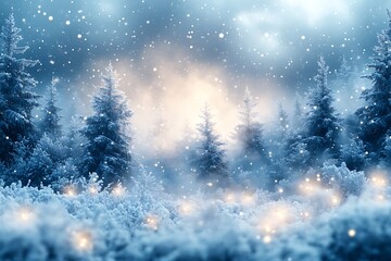 Trees covered with hoarfrost and snow and blue sky in mountains - Christmas background
