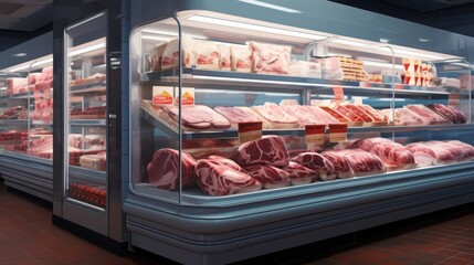 Showcasing quality meat packaging in grocery store refrigerated displays from a consumer perspective