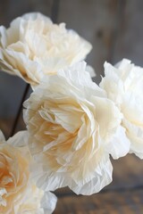 Elegant Paper Peonies on Soft Gradient Background. Coffee Filter Peonies